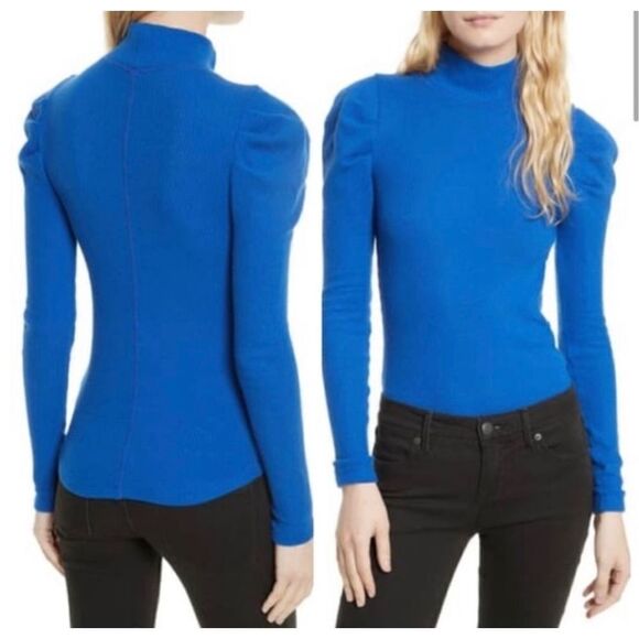 Free People Tattooed Heart Long Sleeve Blue Top Size S - Picture 1 of 11